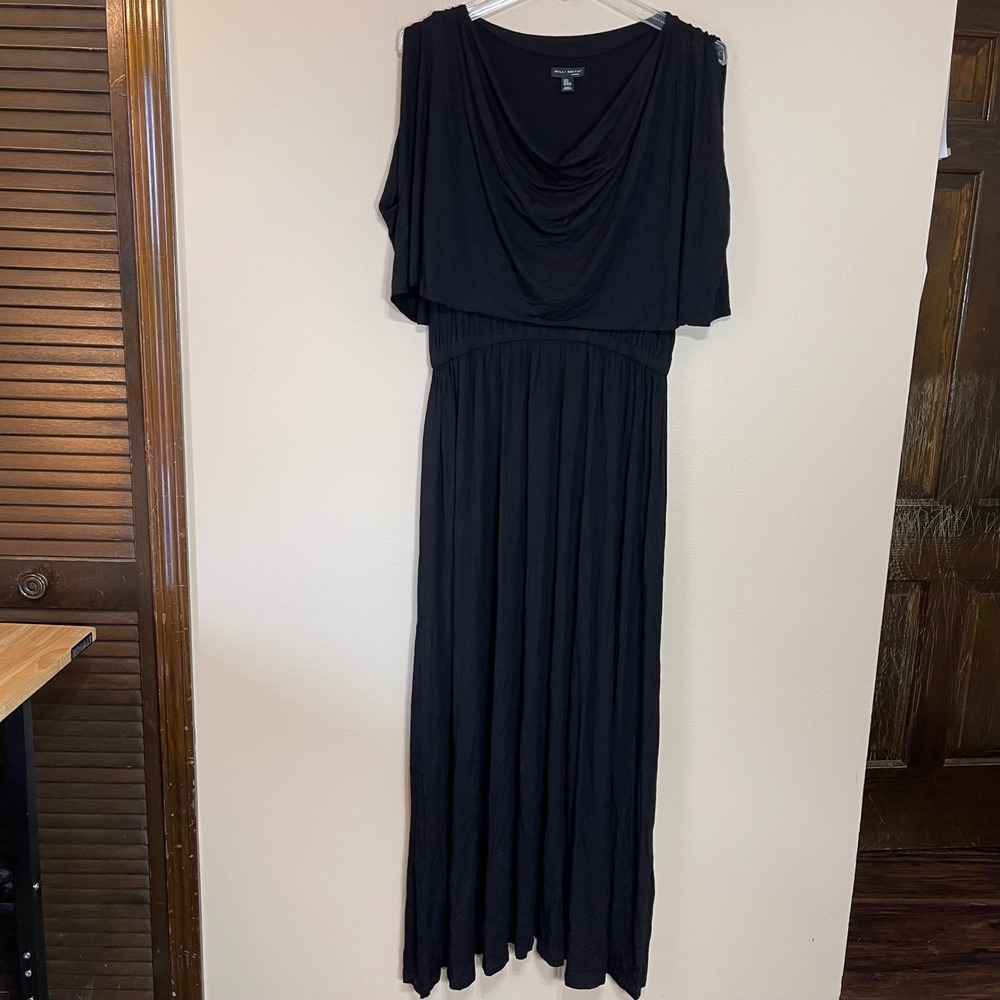 Willi Smith Woman Black Cowl Neck Maxi Dress Plus Size 3X Elastic Waist Popover